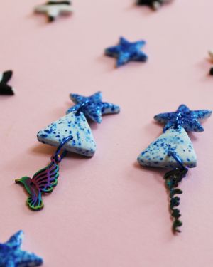 Pendientes azul purpurina y estrellas de regalo Pack