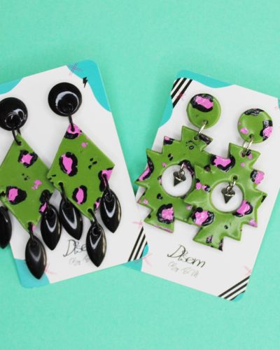 Rombo escalera verde animal print