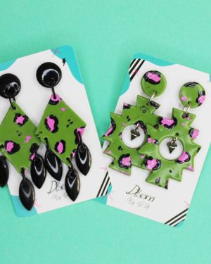 Rombo escalera verde animal print