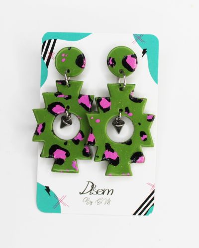 Rombo escalera verde animal print