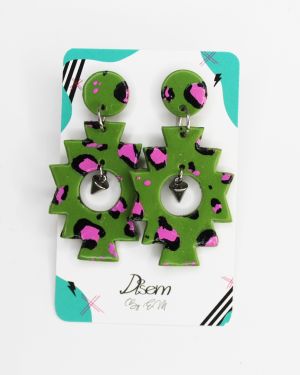 Rombo escalera verde animal print