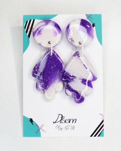 Pendientes hoja morada y blanco