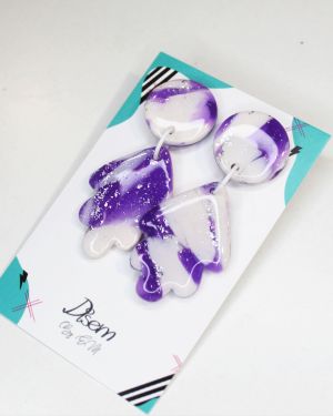 Pendientes hoja morada y blanco